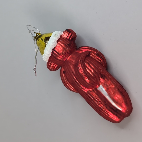 Red sock monkey glass holidays ornament - Picture 8 of 10